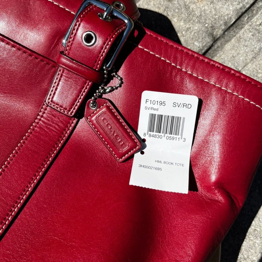 Vintage Coach Hampton Red Leather Shopper Tote Handbag - Picture 6 of 6